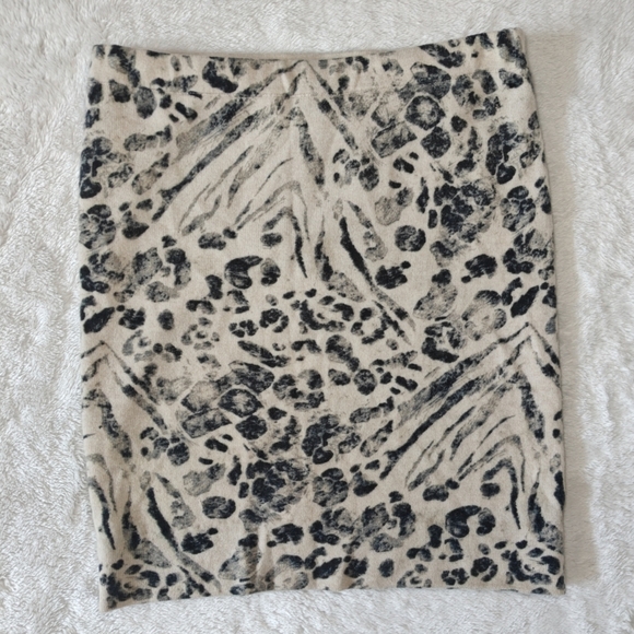 Pauw Amsterdam Sz 1 Cheetah Print Wool Cashmere Beige‎ White Lined Mini Skirt - Picture 2 of 10
